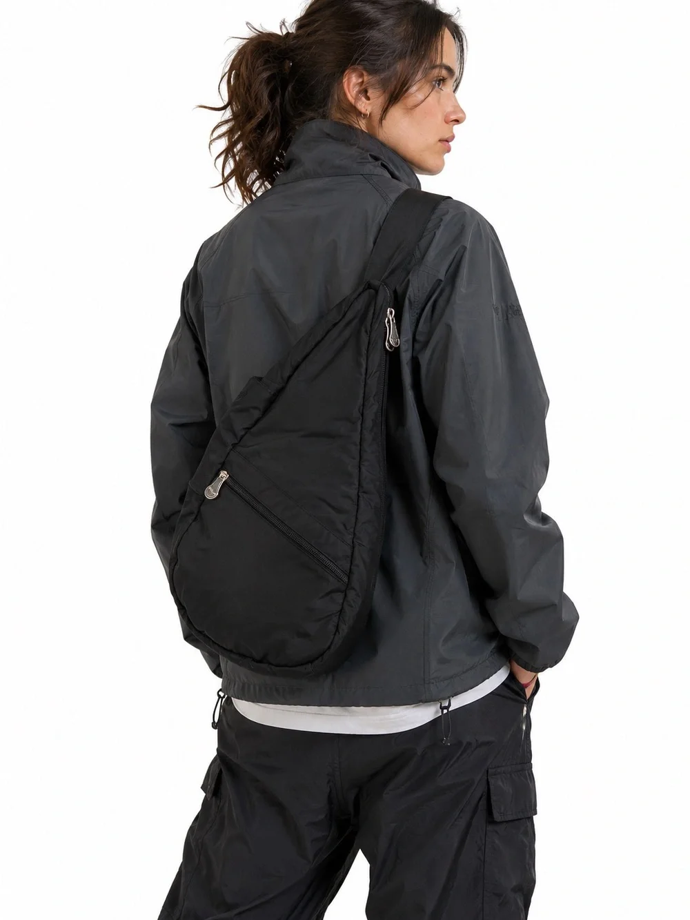 AmeriBag Healthy Back Bag Black‎ Nylon Crossbody Sling Backpack
